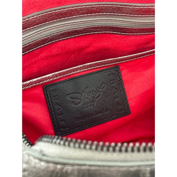 Sharif Legacy Caviar Snake Leather Satchel with Card Case Double Handle Silver - Picture 8 of 11